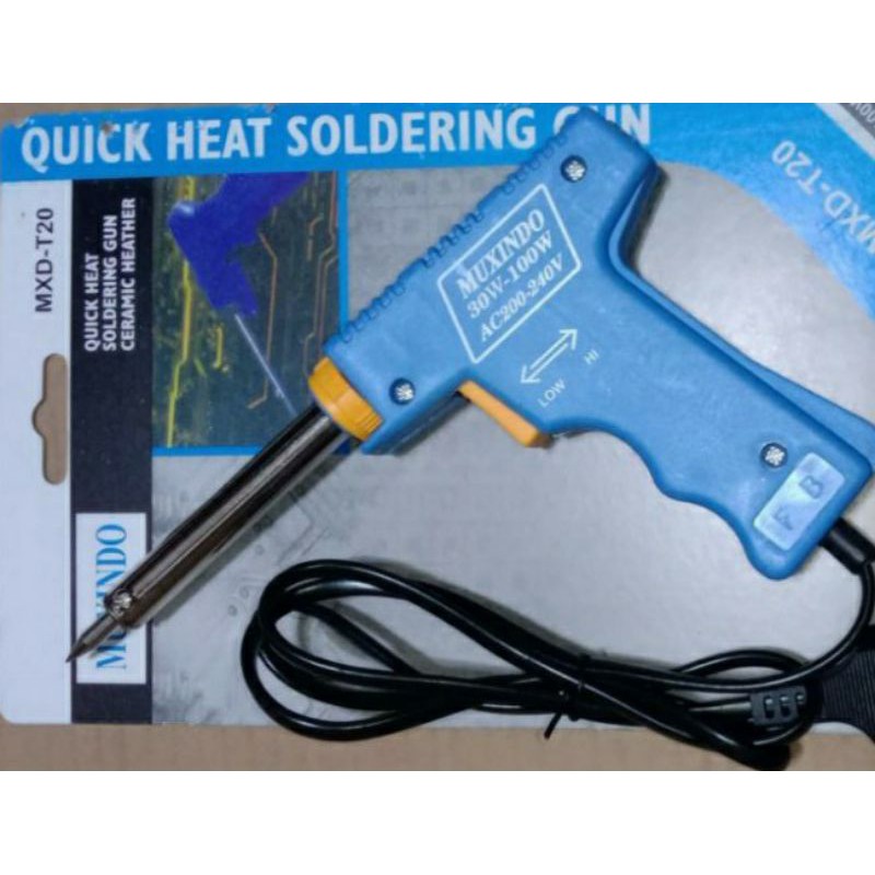 MUXINDO  , Kenmaster 40W  , Solder Tembak 30W–100W Quick Heat Soldering Gun Dual Wattage Soldering Iron MXD-T20 AHIM