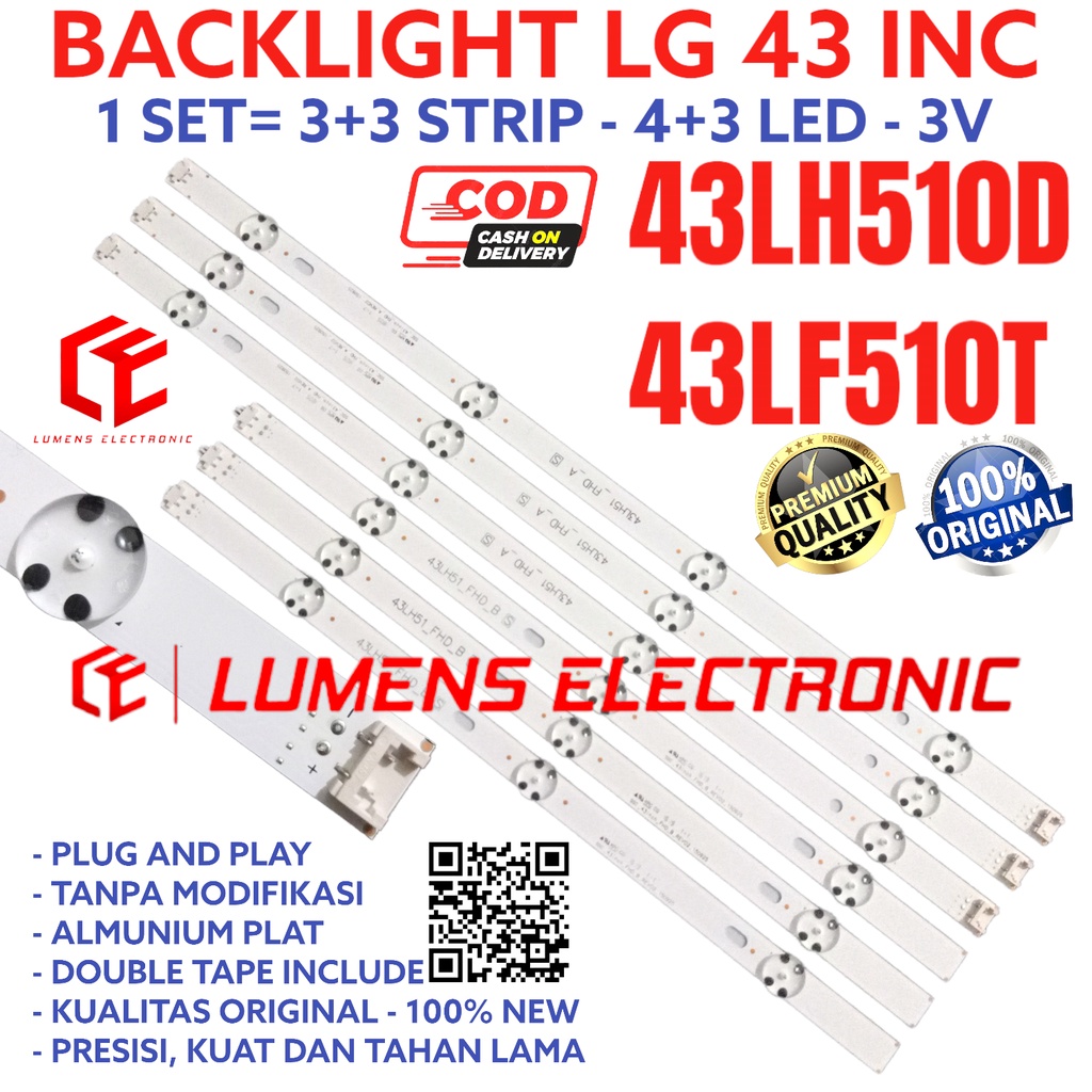 BACKLIGHT TV LED LG 43 INC 43LH510 43LH510D 43LF510 43LF510T T D LAMPU BL 43LH 43LF 7K 3V LG 43INCH 