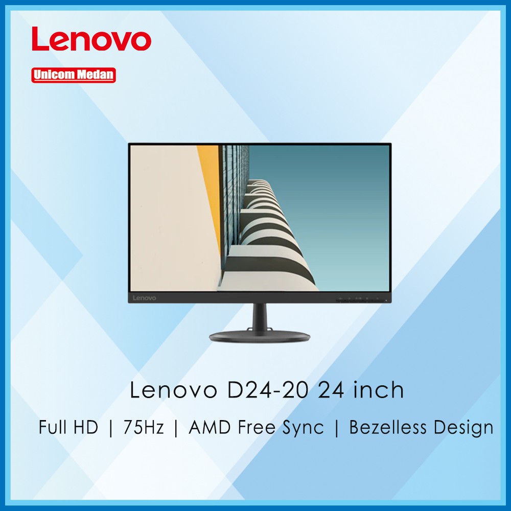 Monitor LED Lenovo D24 D24-20 24&quot; VA 1080p VGA HDMI 75Hz FreeSync