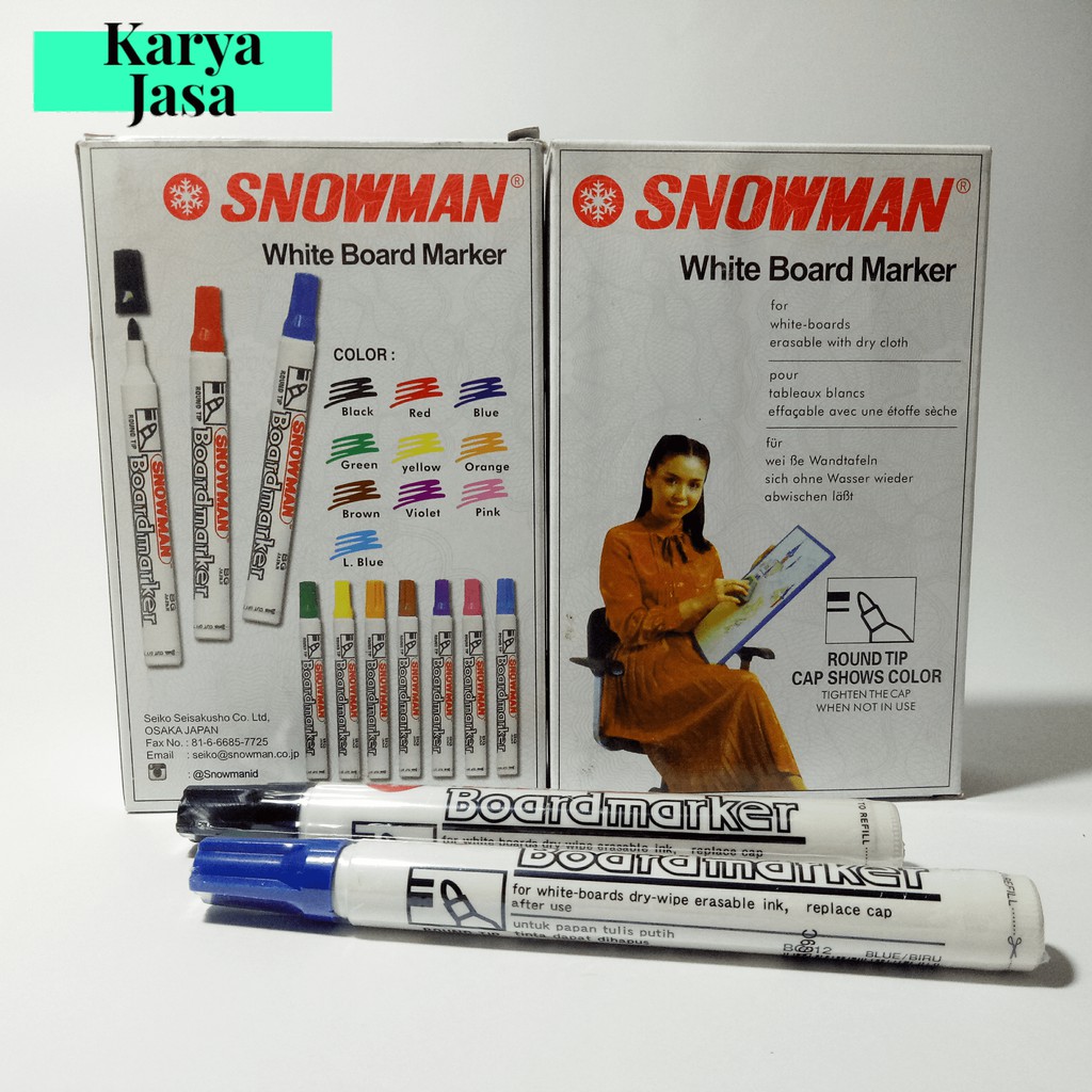 

Snowman Whiteboard Marker Round Tip Giant | Spidol Papan Tulis Hitam/Merah/Biru | Grosir ATK Medan