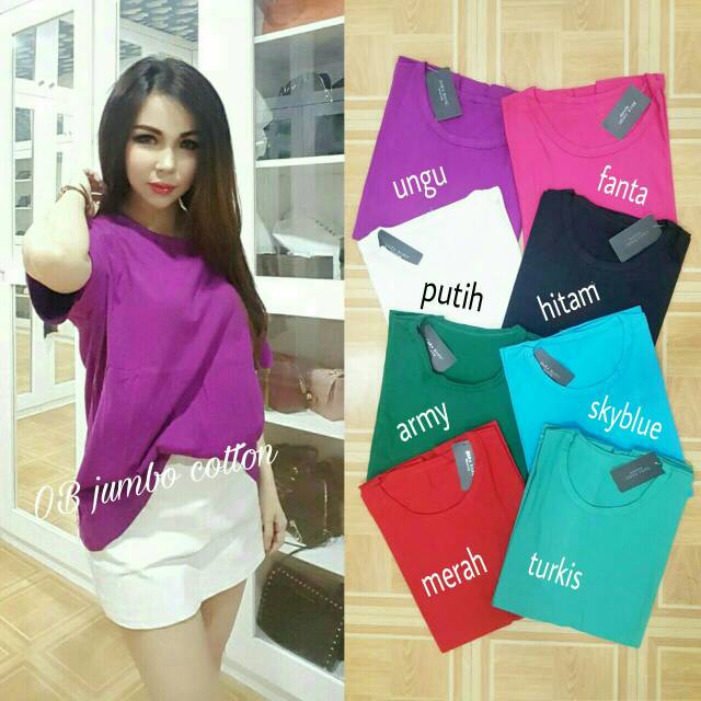 Kaos leher u jumbo/kaos leher v jumbo/kaos wanita besar/kaos big size/kaos santai polos spandek