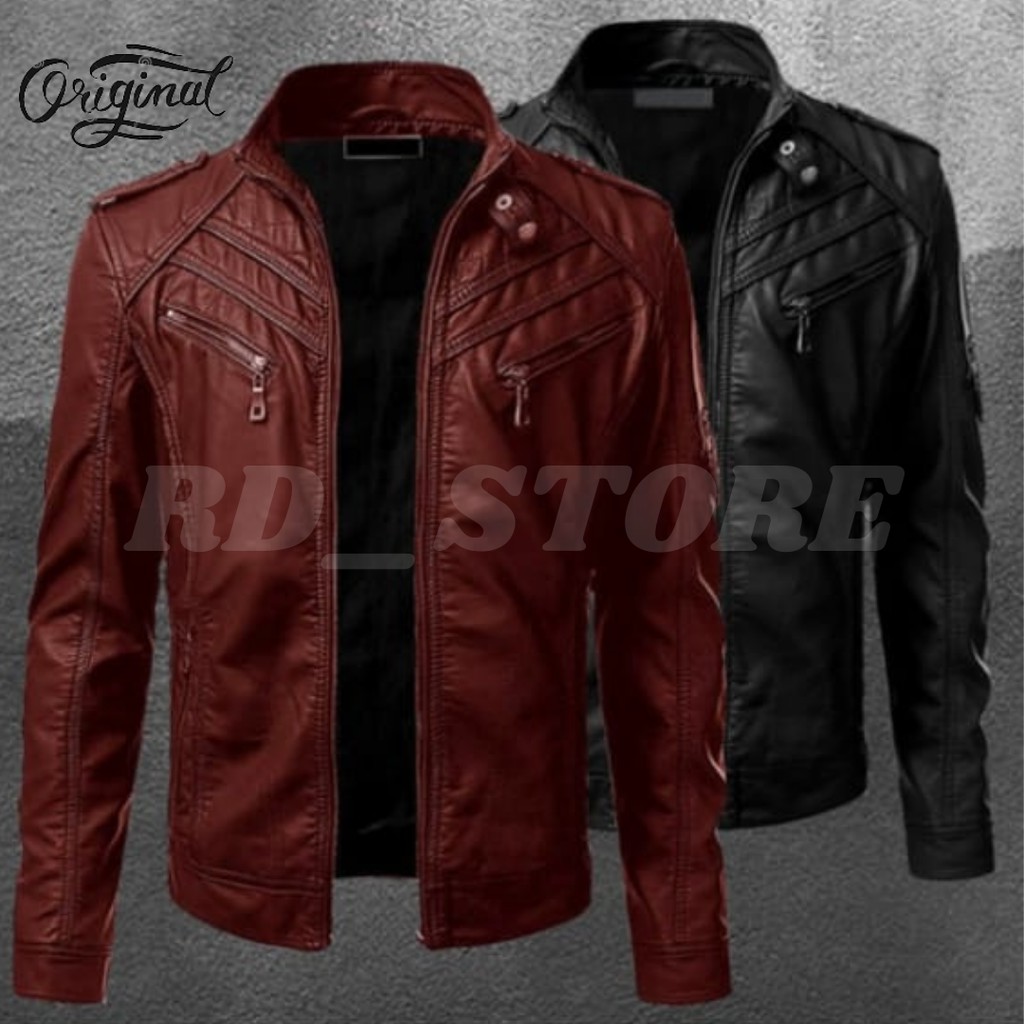 Jaket Kulit Sintetis pria/Jaket Sintetis/Jaket Motor Pria