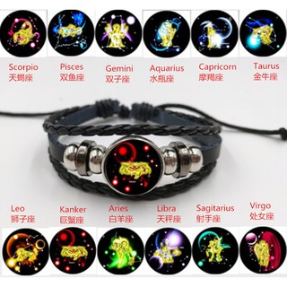 Gelang Kulit 12 Zodiak dengan Manik Manik 12 Konstelasi Gelang Kulit 12 Zodiak dengan Manik Manik 12 Konstelasi