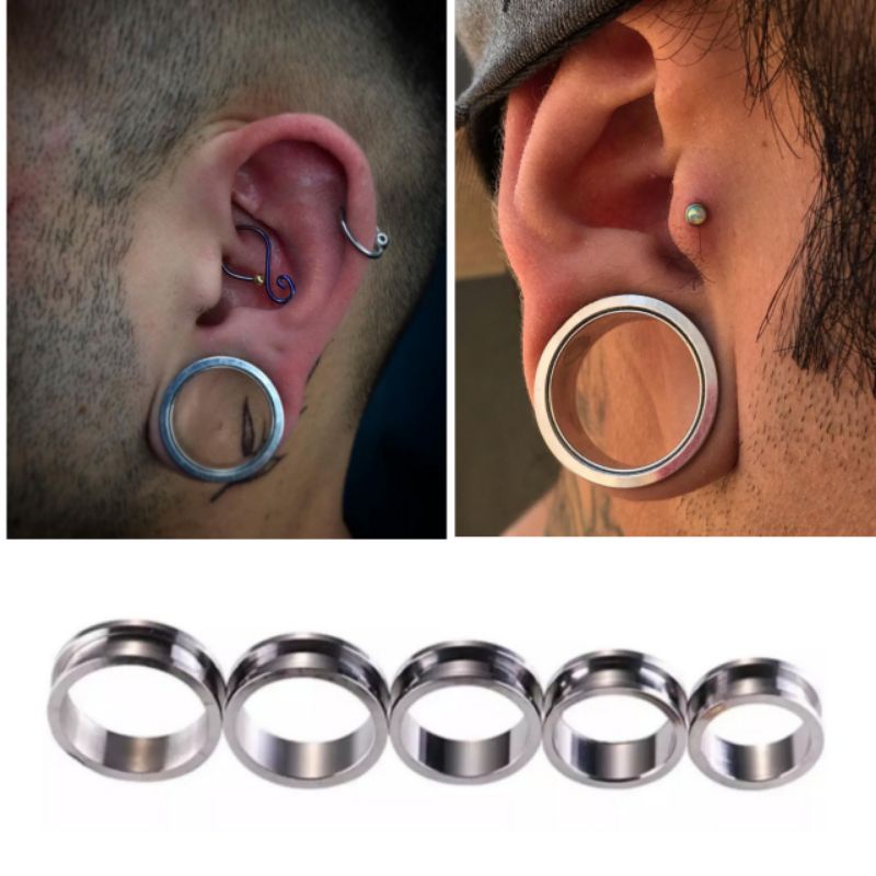Piercing Titanium SILVER / earplug Titanium / Anting Telinga Piercing