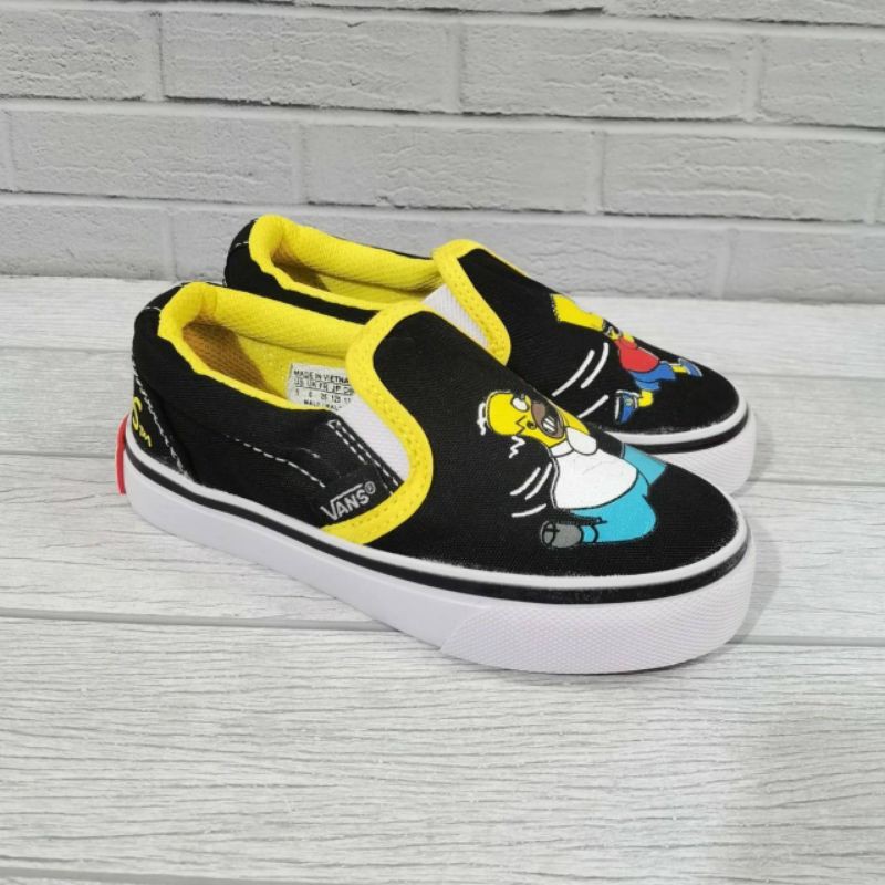 Sepatu Anak Vans Slip On Simpson Black Yellow Size 26 - 35 Premium Quality