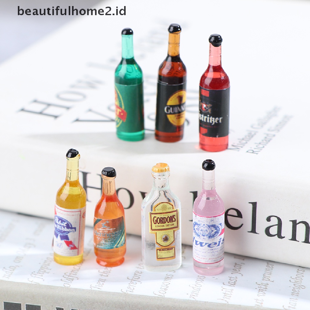 (Beautifulhome2.Id) 10pcs / Set Mainan Miniatur Botol Wine Bahan Resin Untuk Aksesoris Rumah Boneka 1 / 12