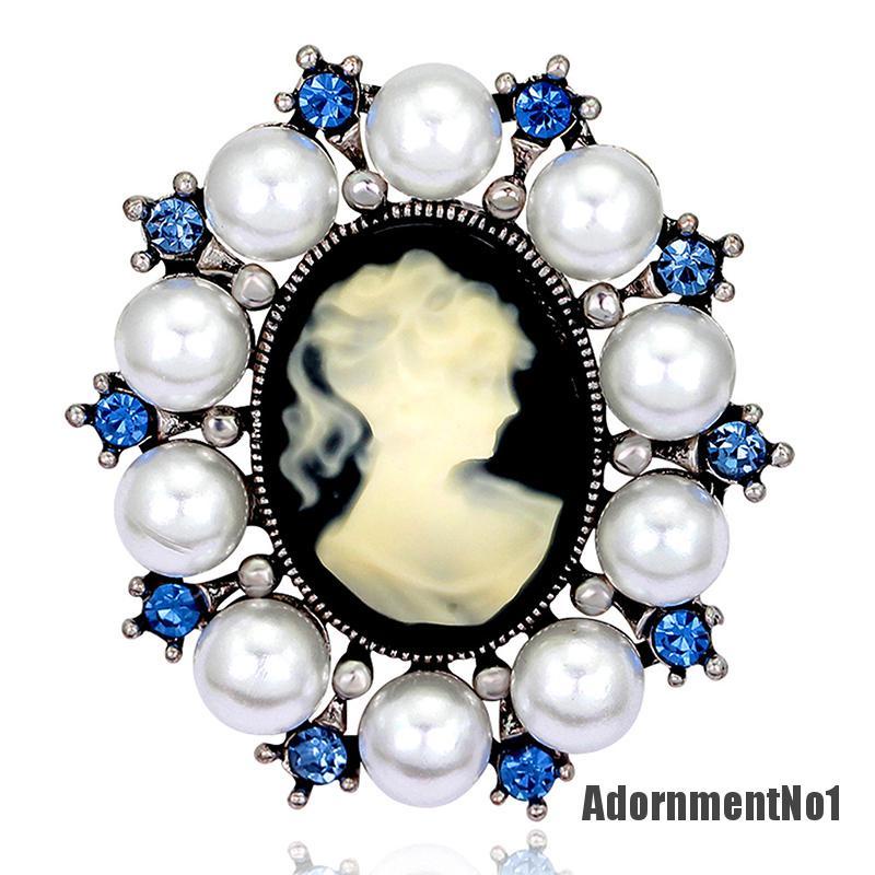 (Adornmentno1) 1pc Bros / Pin Gaya Victoria Motif Cameo Aksen Kristal Untuk Aksesoris Wanita / Pesta Pernikahan