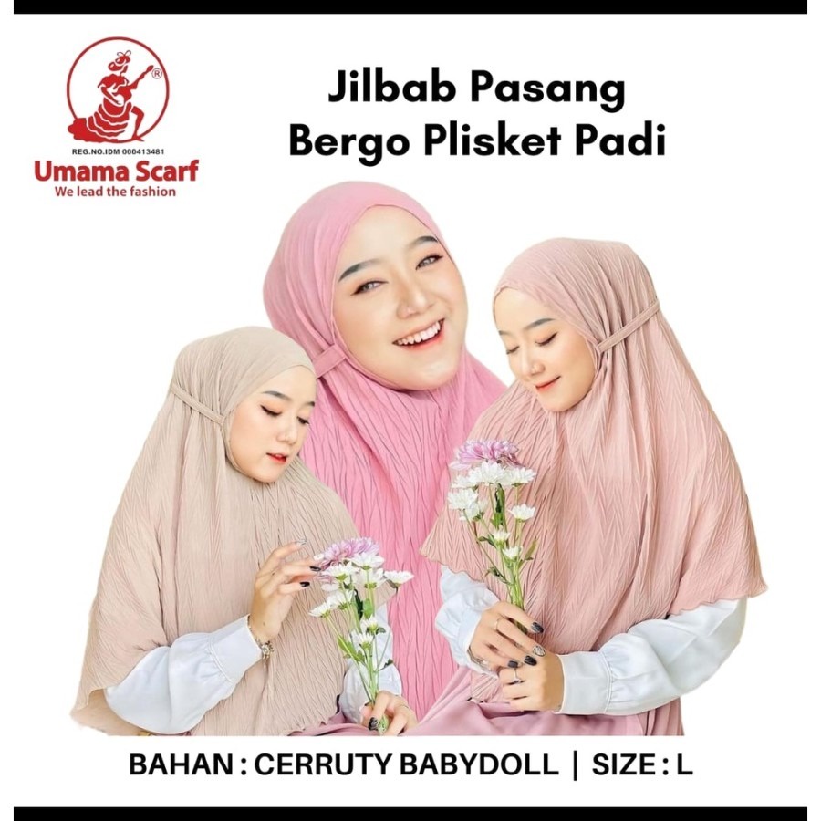 JILBAB BERGO INSTAN MODEL PLISKET PADI