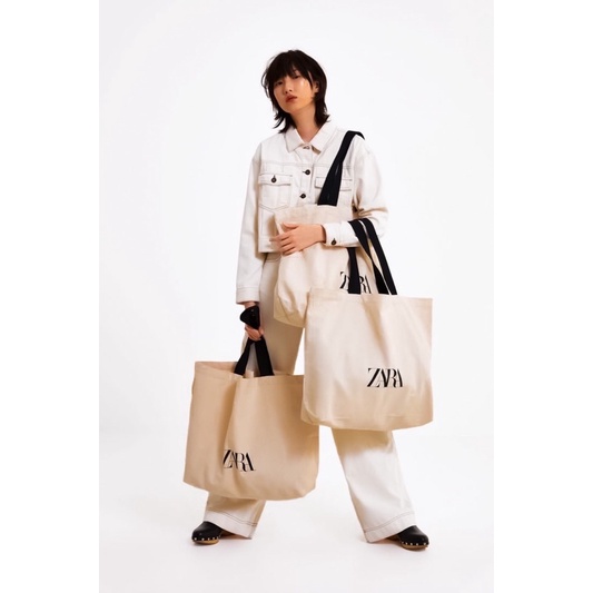 ZARA Canvas Tote Bag - Tas Tote Bag Kanvas