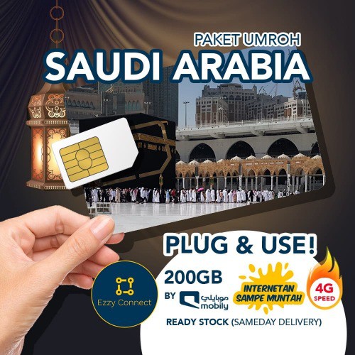 14 days 10GB Simcard Umroh Saudi Arabia Mekkah, Paket umroh simcard 4G by STC Network Provider