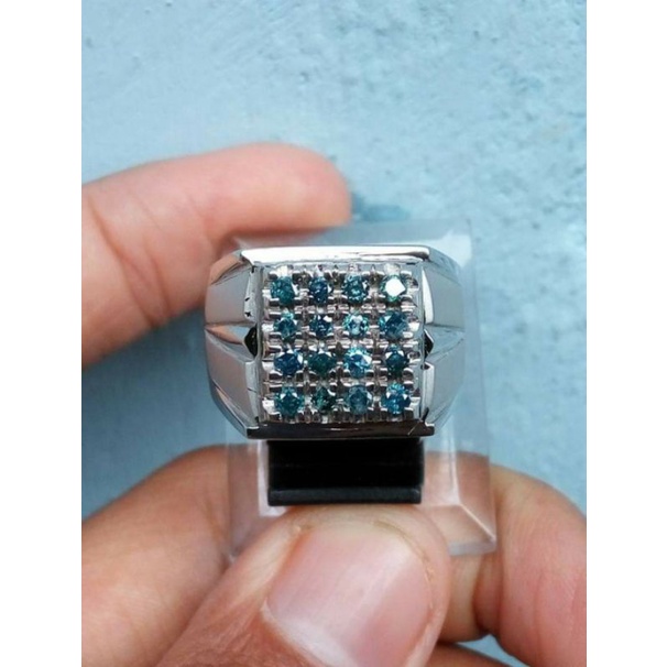 Cincin Perak Berlian Biru