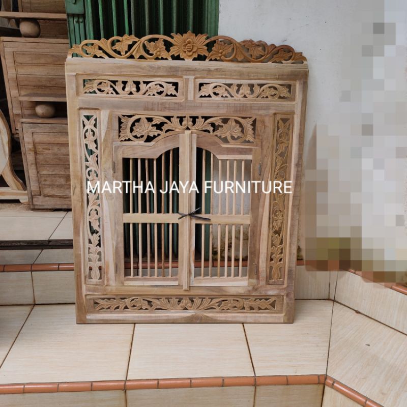 BINGKAI KACA UKIRAN FULL KAYU JATI