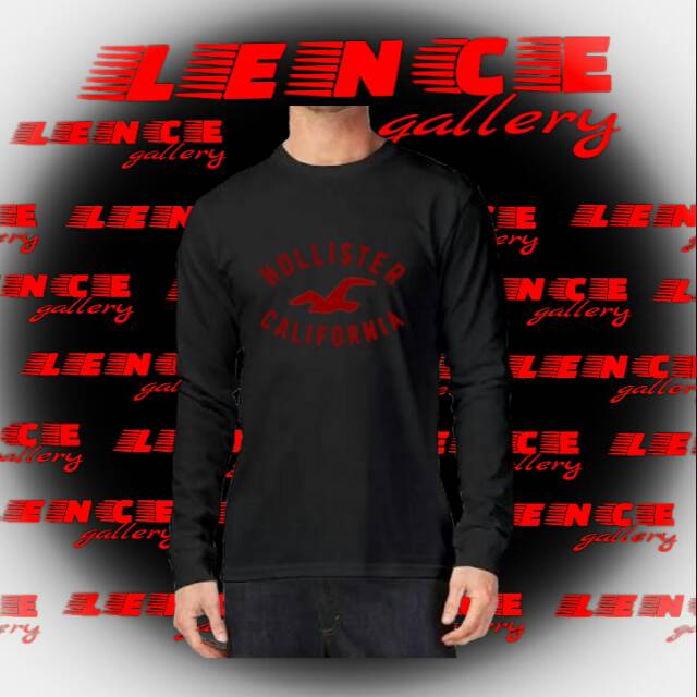 kaos distro tshirt lengan panjang HOLLISTER t shirt pria trendy