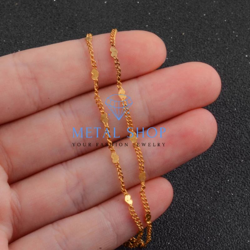 Kalung Titanium Pria Wanita Anti Karat Model Figaro Nuri 50CM