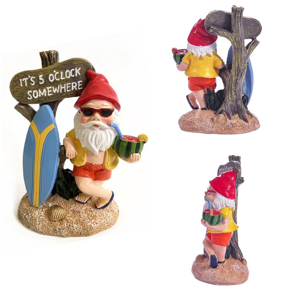 Patung Gnome Taman Tahan Cuaca Ornamen Patung Outdoor Tahan Lama