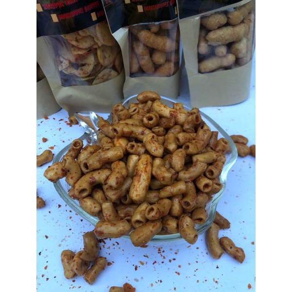 

MAKARONI BANTET PEDAS GURIH, CEMILAN, MAKANAN RINGAN/SNACKS, JAJANAN PEDAS, 100 gr
