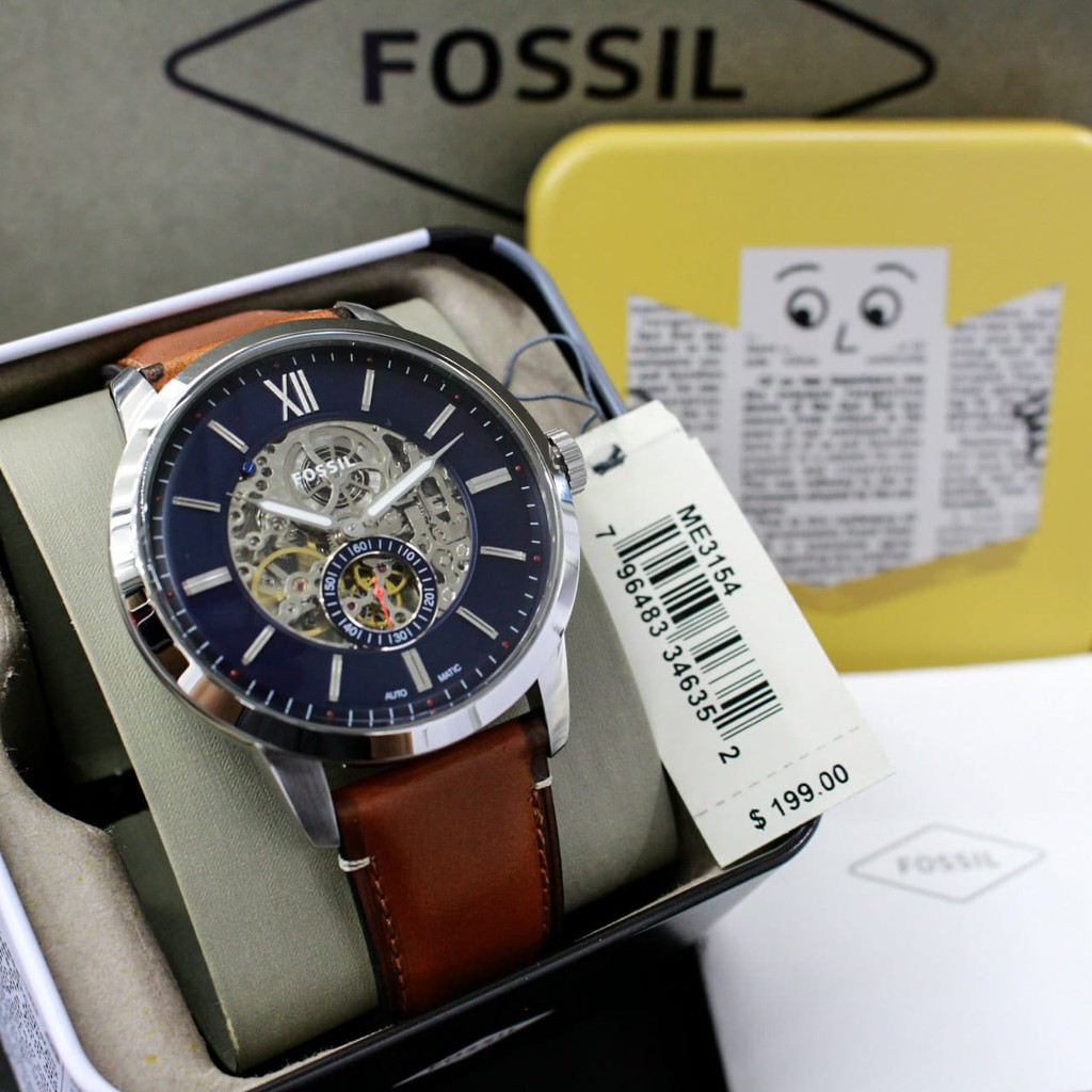 Jual terlaris d\u003d48mm, Fossil ME 3154 Original , Automatic, stainless steel  case, genuine leather Indonesia|Shopee Indonesia
