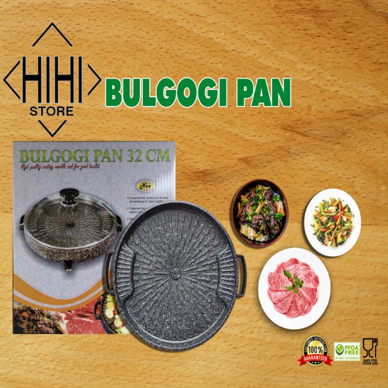 Bulgogi Pan 32cm Grill Marble Panggangan BBQ TANPA TUTUP KACA - Bulgogi Pan 32 cm