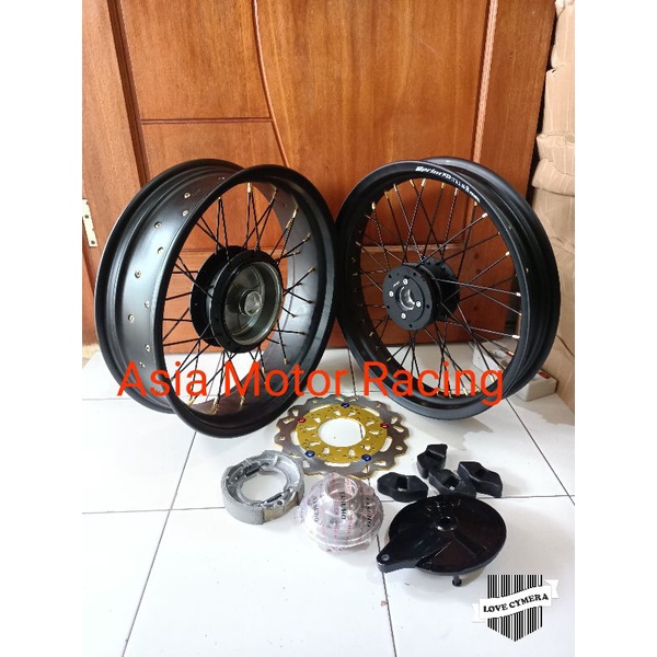Paketan velg tromol sepaket thunder125 velg rossi sprint xd 250 300 350 450 ring 17 nap gear rem pan