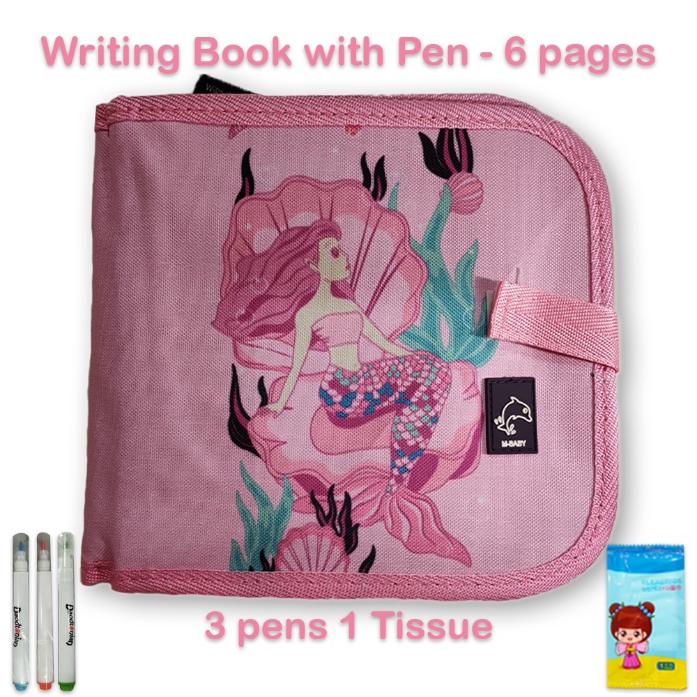 BUKU GAMBAR PORTABLE AJAIB BISA DIHAPUS 6 HALAMAN 3 PEN 1 PENGHAPUS-Pink Mermaid Ful LIT