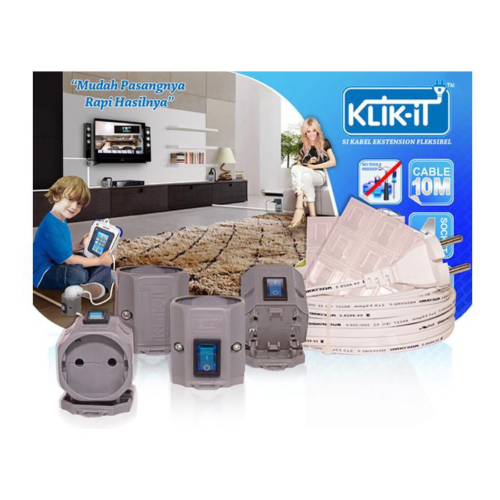 Klik-it kabel 10m + Stop Kontak Switch