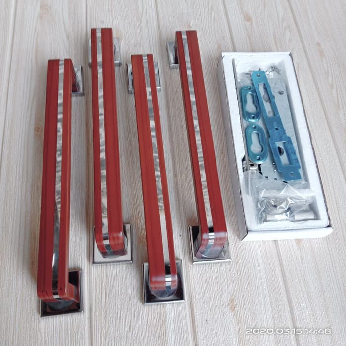 FULLSET // HANDLE PINTU RUMAH STAINLESS - HANDLE DUA PINTU KUPU TARUNG brass