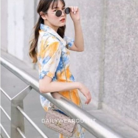 set piyama tie dye lengan pendek