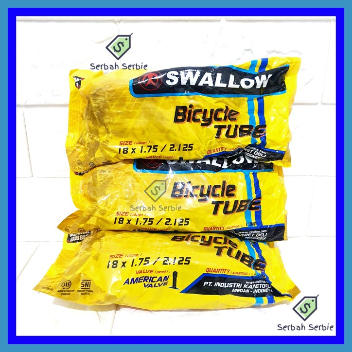 BAN DALAM SEPEDA 18X1.75 18X2.125 SWALLOW 18 X 1.75 1.90 1.95 2.00 2.125 175 190 195 200 210 2125 18