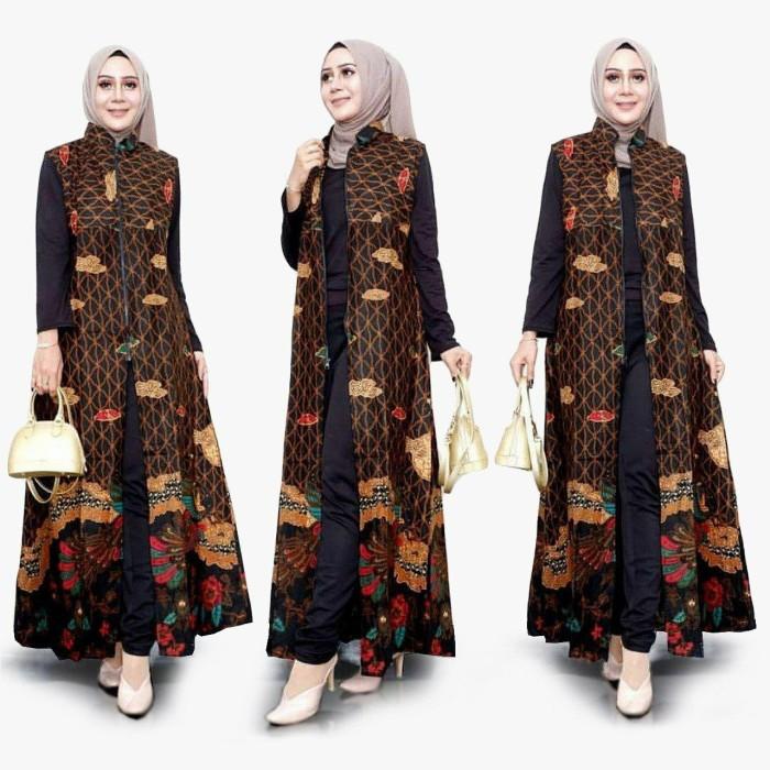 Cardigan Tunik Batik Atasan Baju Kerja Wanita Outer Blazer Blouse 014