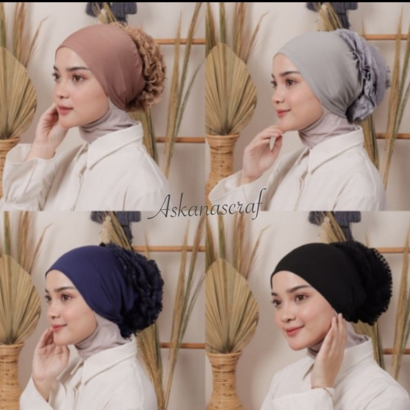 Inner Ciput Turky Cepol Renda Brukat Premium / Daleman Ciput Kerudung
