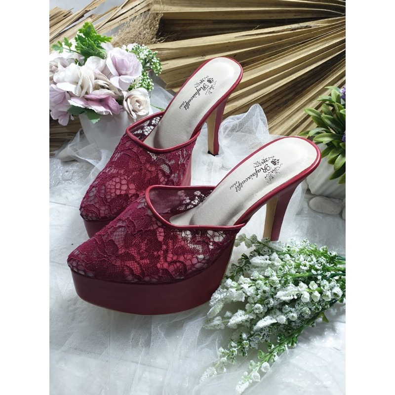 sepatu seyla wedding merahmaroon 12cm