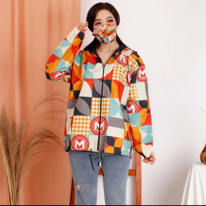 jaket wanita jaket parasut wanita printing motif Intermezzo//jaket gowes jumbo terbaru termurah crop