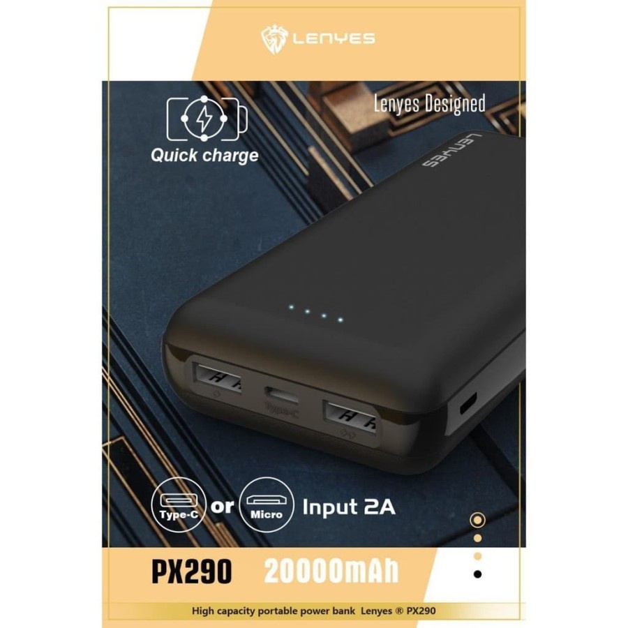 PX290-LENYES PX290 20000mah powerbank 2usb portable high real capacity