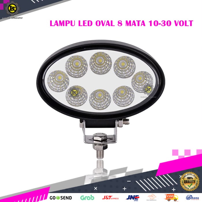 Lampu Led Depan Tembak Sorot Bulat Oval Variasi Mobil Universal Truk 8 Mata