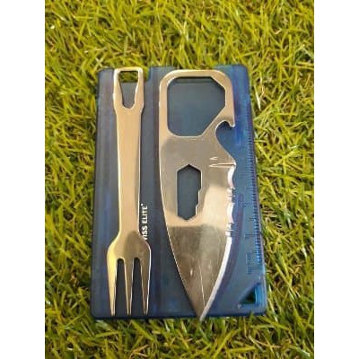 Multifunction Tools Swiss Elite Mini Card Pisau Garpu Multifungsi