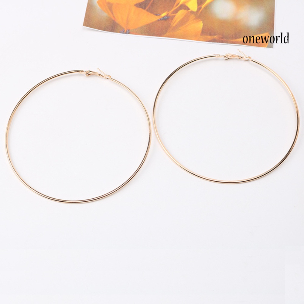 OW# Simple Women Hollow Big Circle Hoop Earrings Party Statement Jewelry Friend Gift