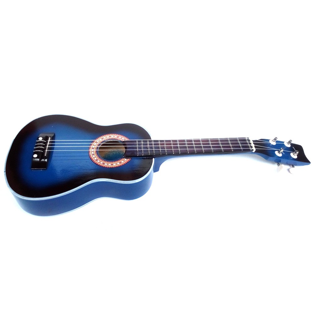 Gitar Ukulele | Gitar Mini | Kentrung 4 Senar | Ukuran 58x21x8 cm - Biru Kehitaman [Packing Kayu]