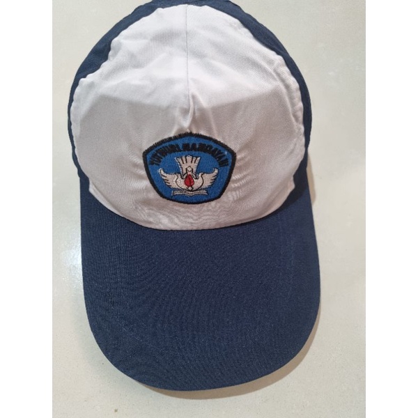 Topi SMP Putih Biru Lambang TUTWURI