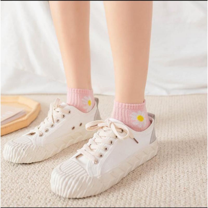 ♫ Megata ♫ A056 Kaos Kaki Wanita Motif Bunga Kaoskaki Pendek Semata Kaki Fashion Korea Import