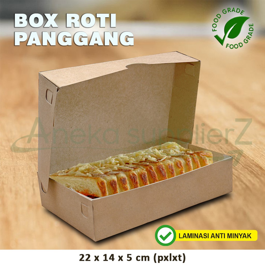 Box Ropang - Kotak Roti Panggang - Roti Bakar - Toast -  Dus Ropang | KRAFT COKLAT - BRP1 (30 pcs)