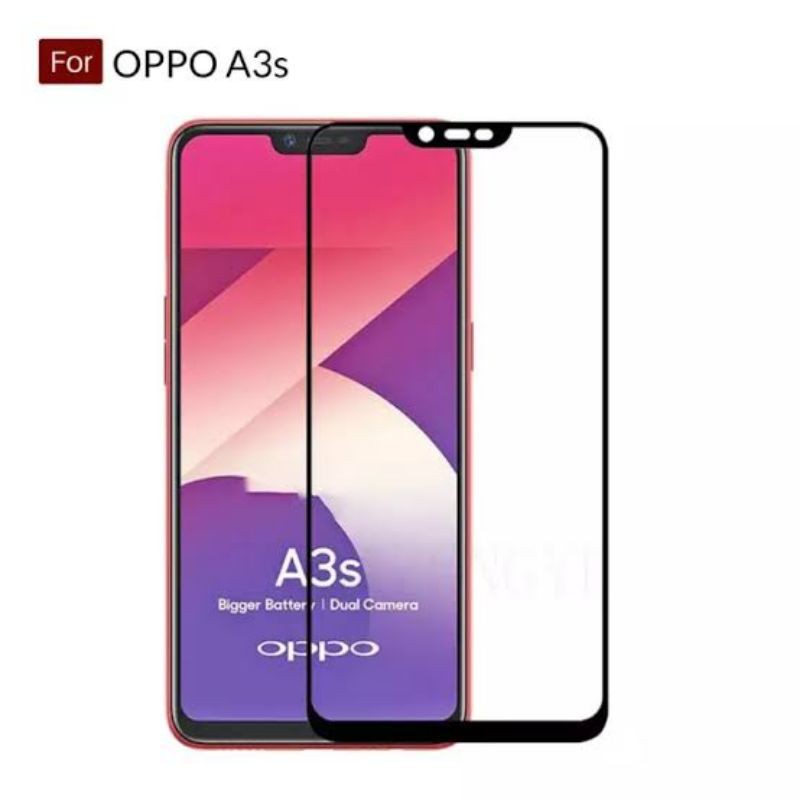 Tempered Glass Oppo A3S/Realme C1 Full Cover Premium Glass