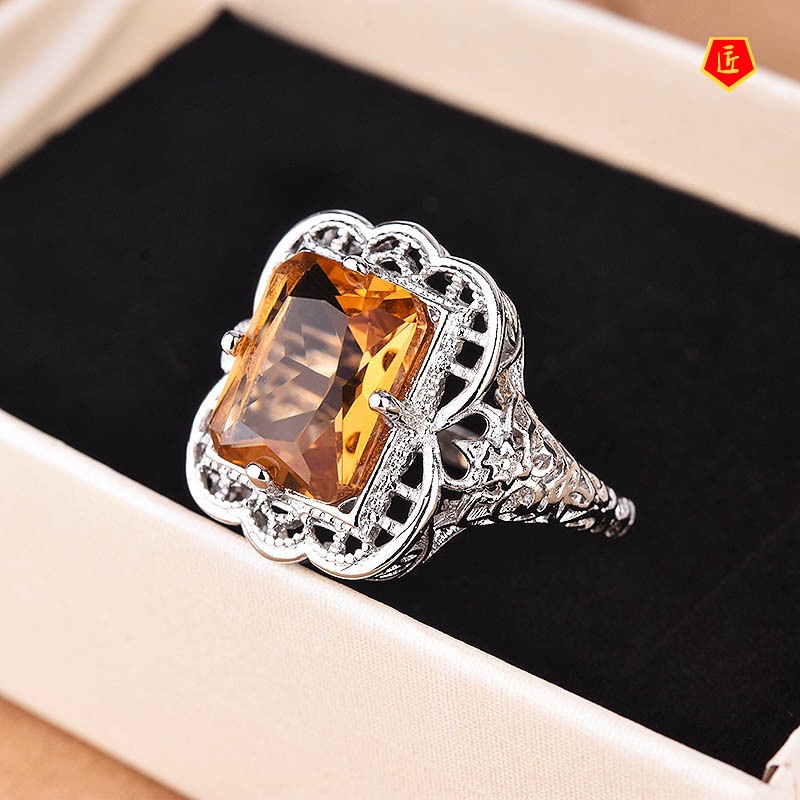 [Ready Stock]Fashion Temperament 925 Silver Diamond Sapphire Ring