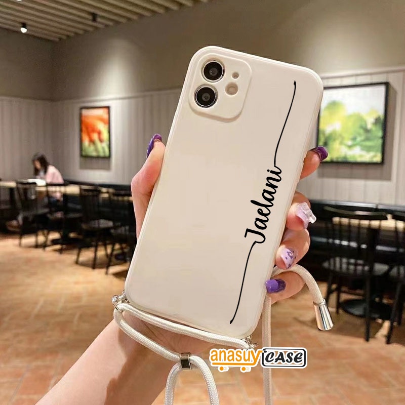 Softcase Macaron Tali + Nama OPPO A15 A1k A5/A9 2020 A39 A5S A71 A52 A92 A54 Reno 4f Y30 A31 | COD-1