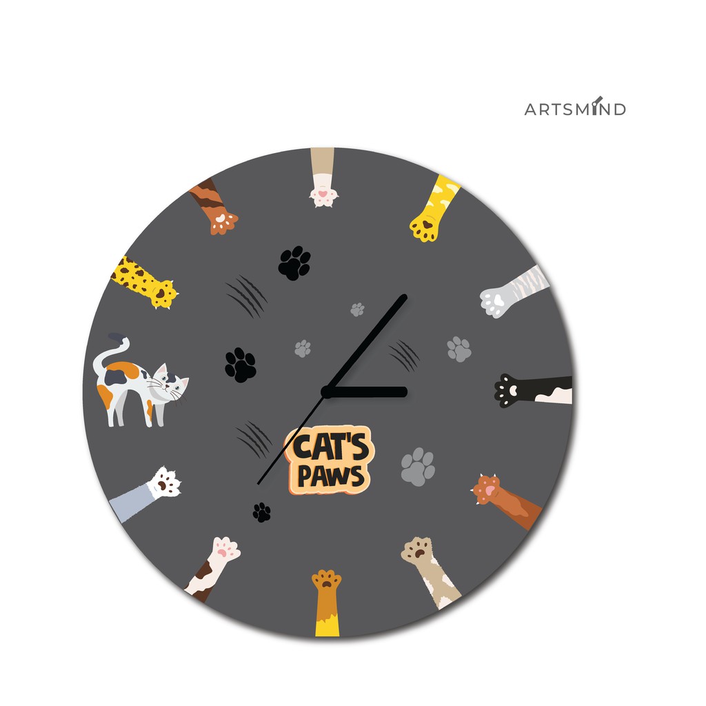 Jam dinding kucing cats illustrator cute cat artsmind
