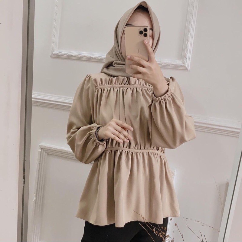 VANYA BLOUSE WANITA ATASAN WANITA KERUT ATASAN KERJA FASHION SELEBGRAM