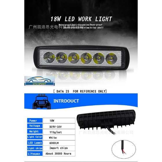 LAMPU TEMBAK SOROT LED BAR CREE CWL 6 MATA 18W 12V&amp;24V LAMPU LED MOBIL MOTOR