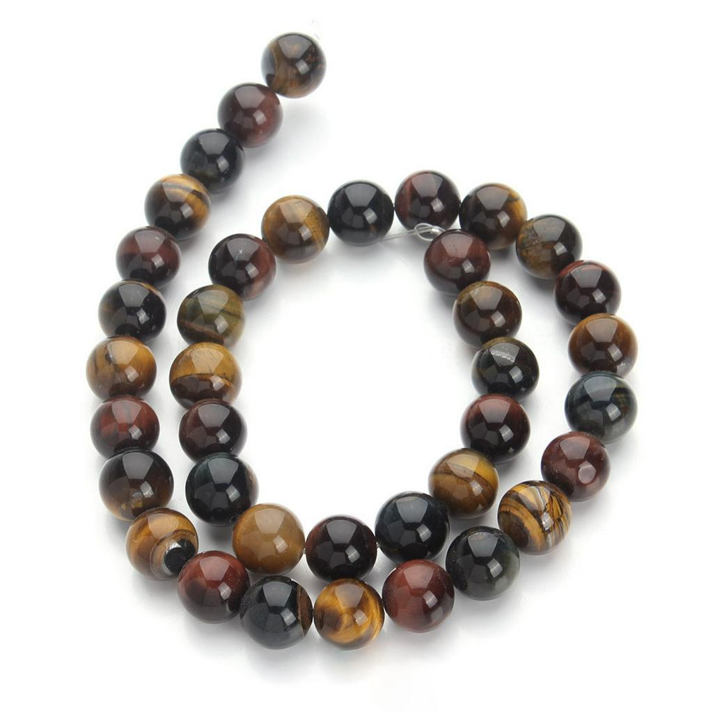 Bahan craft 1 Untai / Lot Manik-Manik Batu Alam Agate Tiger Eye Merah Bulat Untuk Membuat Perhiasan Kalung / Gelang Diy