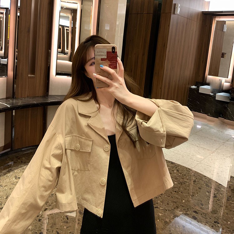 MOOGU ♡ Korean jaket tipis lengan panjang coat jacket wanita outher pendek