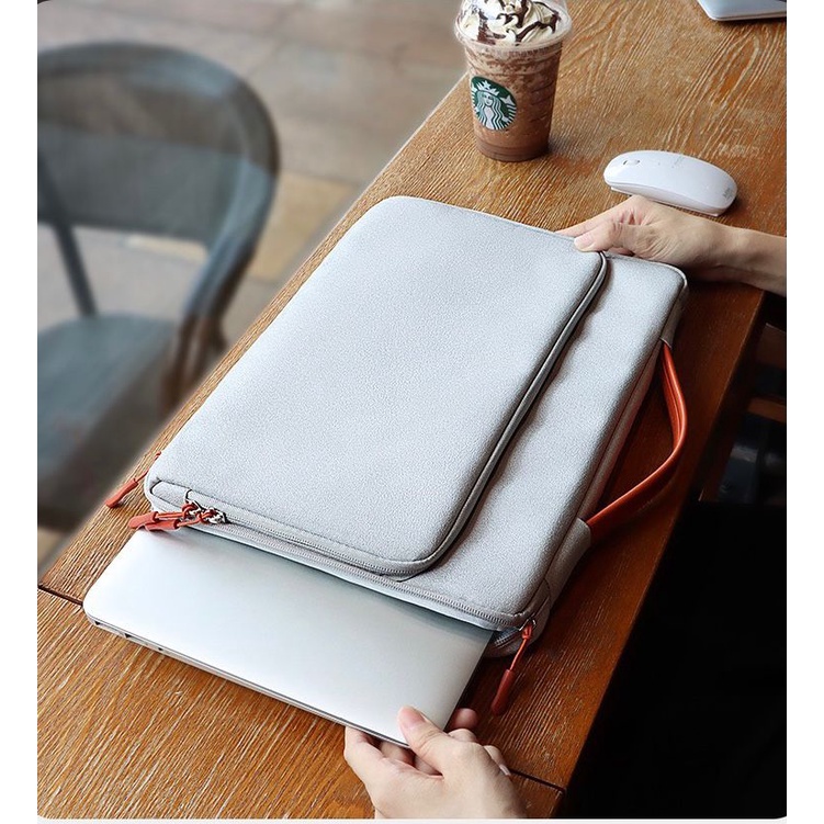 Tas Laptop Macbook Pro Air M1 M2 Jinjing Nylon Leather Handstrap Protective Case 11 12 13 14 15 inch