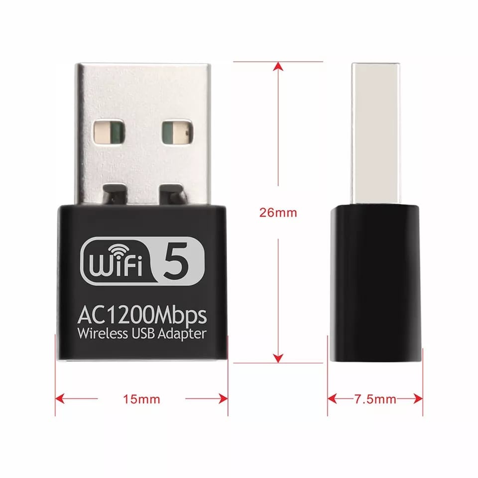 USB WiFi Adapter 1200Mbps Dual Band Transmitter Receiver Dongle Di PC Laptop Komputer